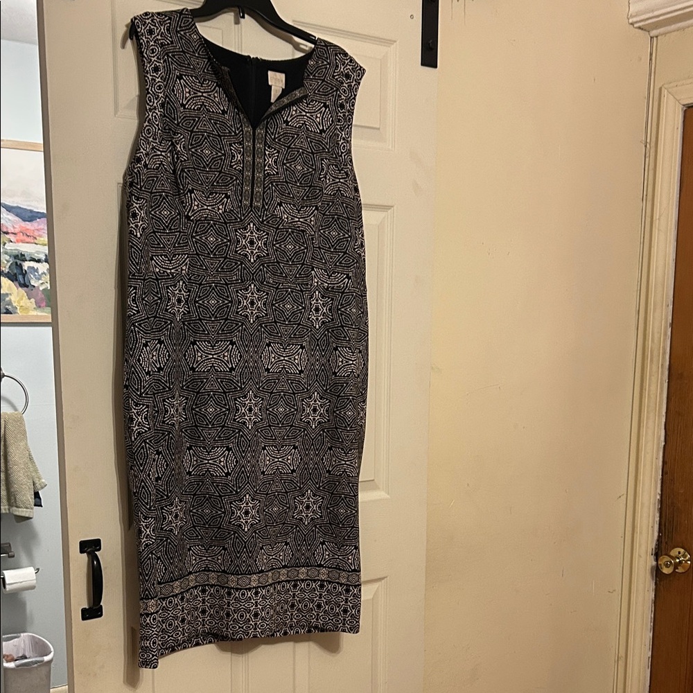 Chico's Black and White Geometric Midi Dress